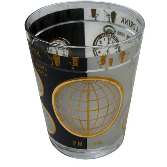 Set of 4 Mid-Century Modern "Time For A Drink" Double Old Fashioned Glasses Gold - Picture 6 of 16